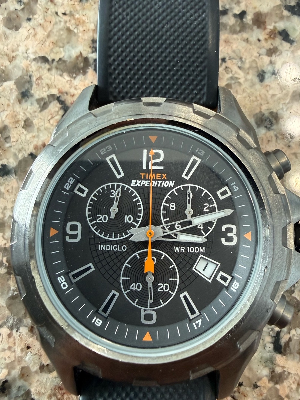 Timex Expedition Chronograph Black Dial Watch with Orange Accents T49987